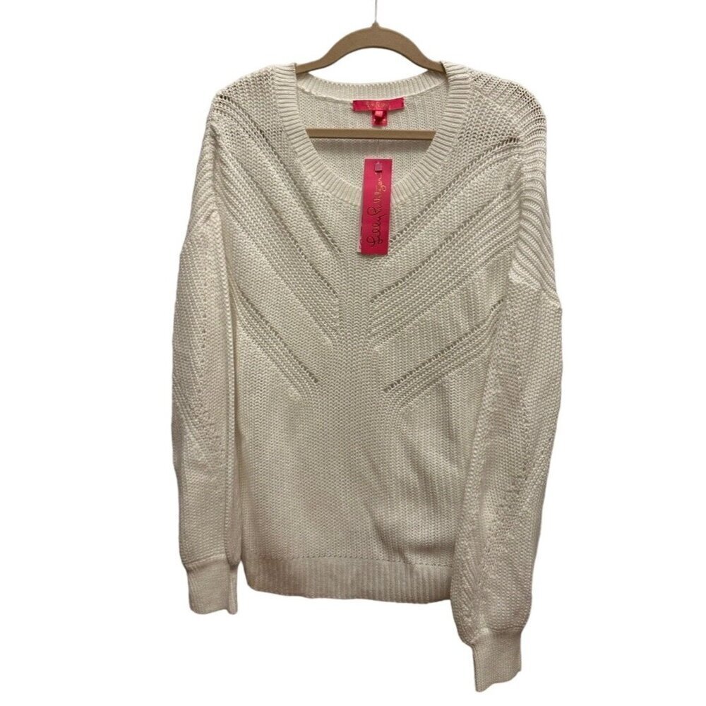 Lilly Pulitzer Bristow Sweater Resort White Pullover Cotton Retro NEW Sz XL